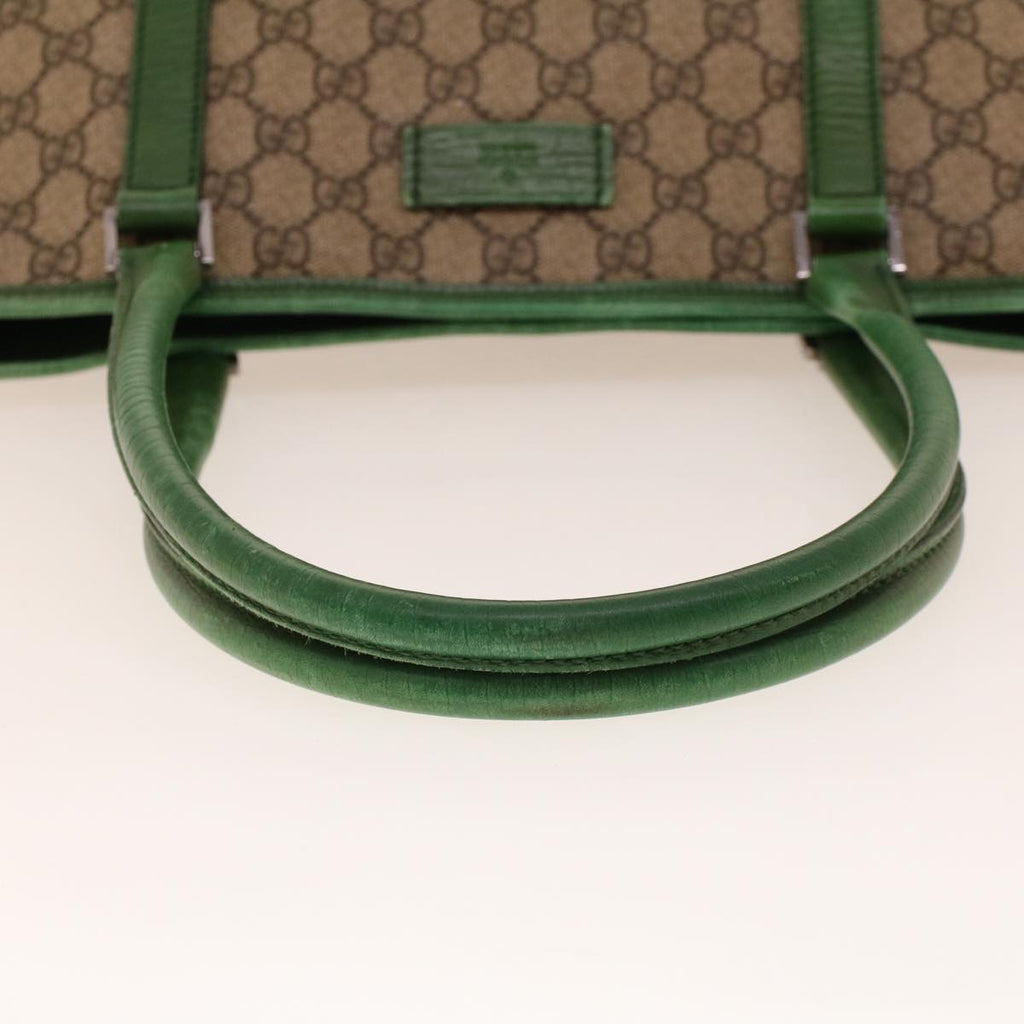 GUCCI GG Canvas Tote Bag PVC Leather Beige Green 42102