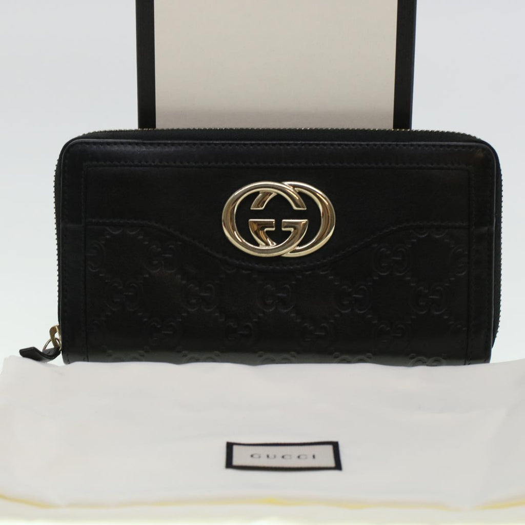GUCCI GG Canvas Guccissima Long Wallet Black 291132 42180