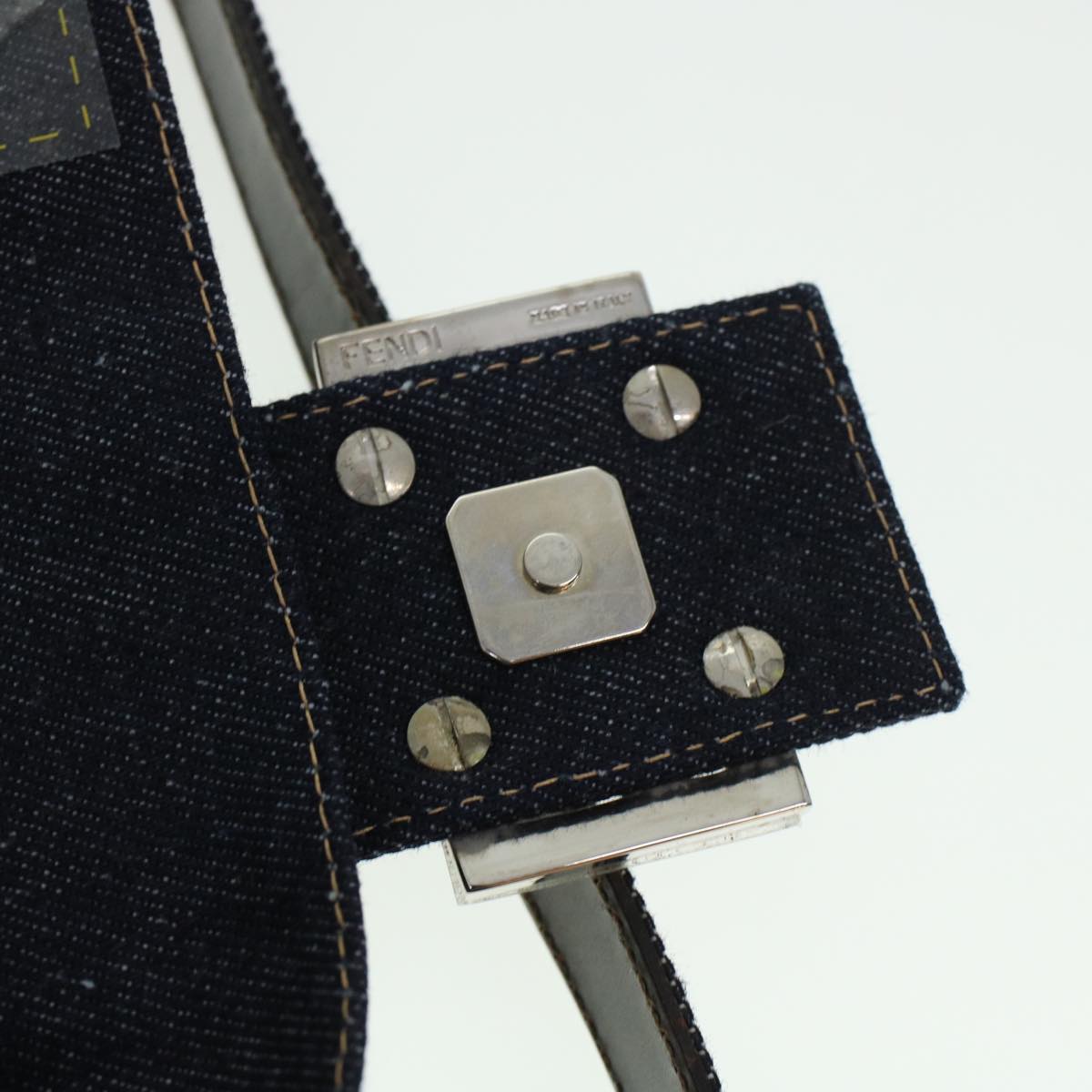 FENDI Beads Mamma Baguette Shoulder Bag Denim Navy 236826424008 42189