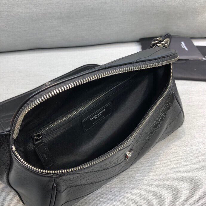 GLAMI Niki MeGLAMIum Crinkled Shoulder Bag Black For Women 11in/28cm YSL