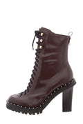 Valentino Garavani Burgundy & Black Studded Boots SZ 40