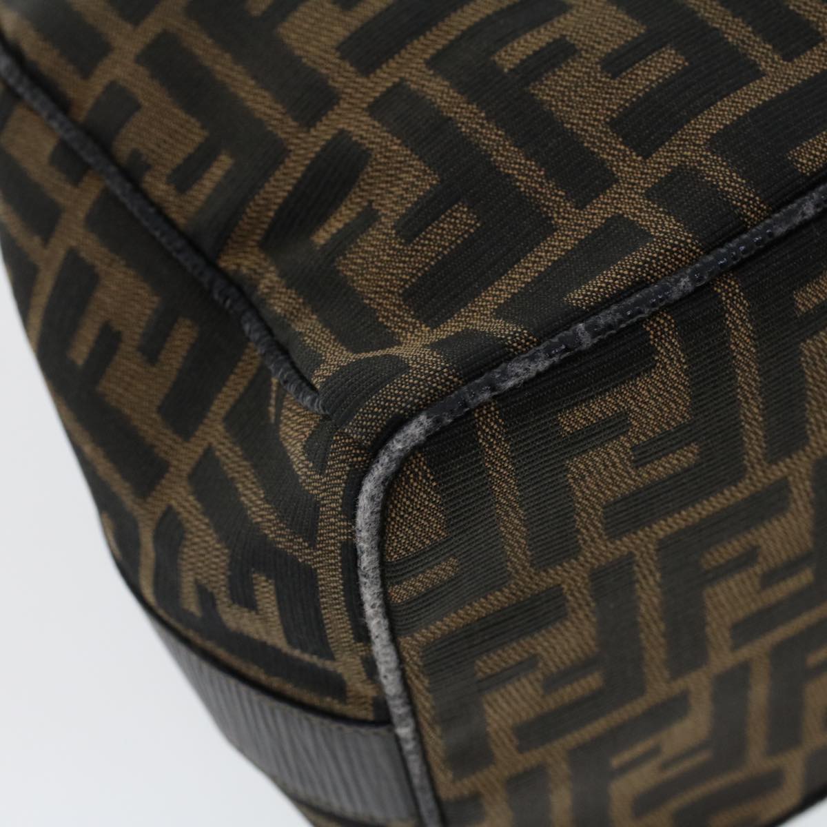 FENDI Zucca Canvas Hand Bag Black Brown 42333