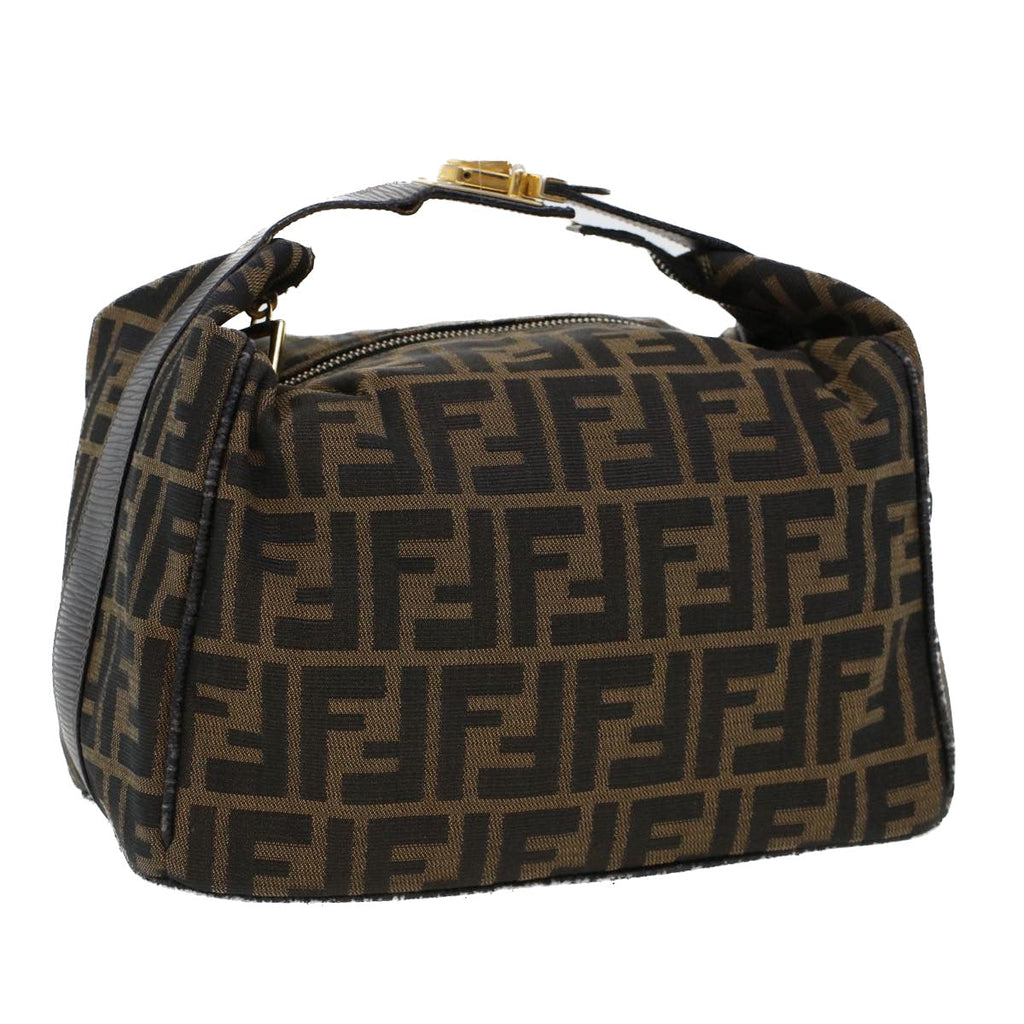 FENDI Zucca Canvas Hand Bag Black Brown 42333
