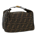 FENDI Zucca Canvas Hand Bag Black Brown 42333