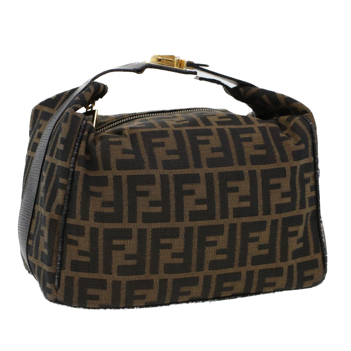 FENDI Zucca Canvas Hand Bag Black Brown 42333