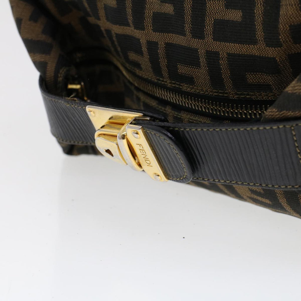 FENDI Zucca Canvas Hand Bag Black Brown 42333