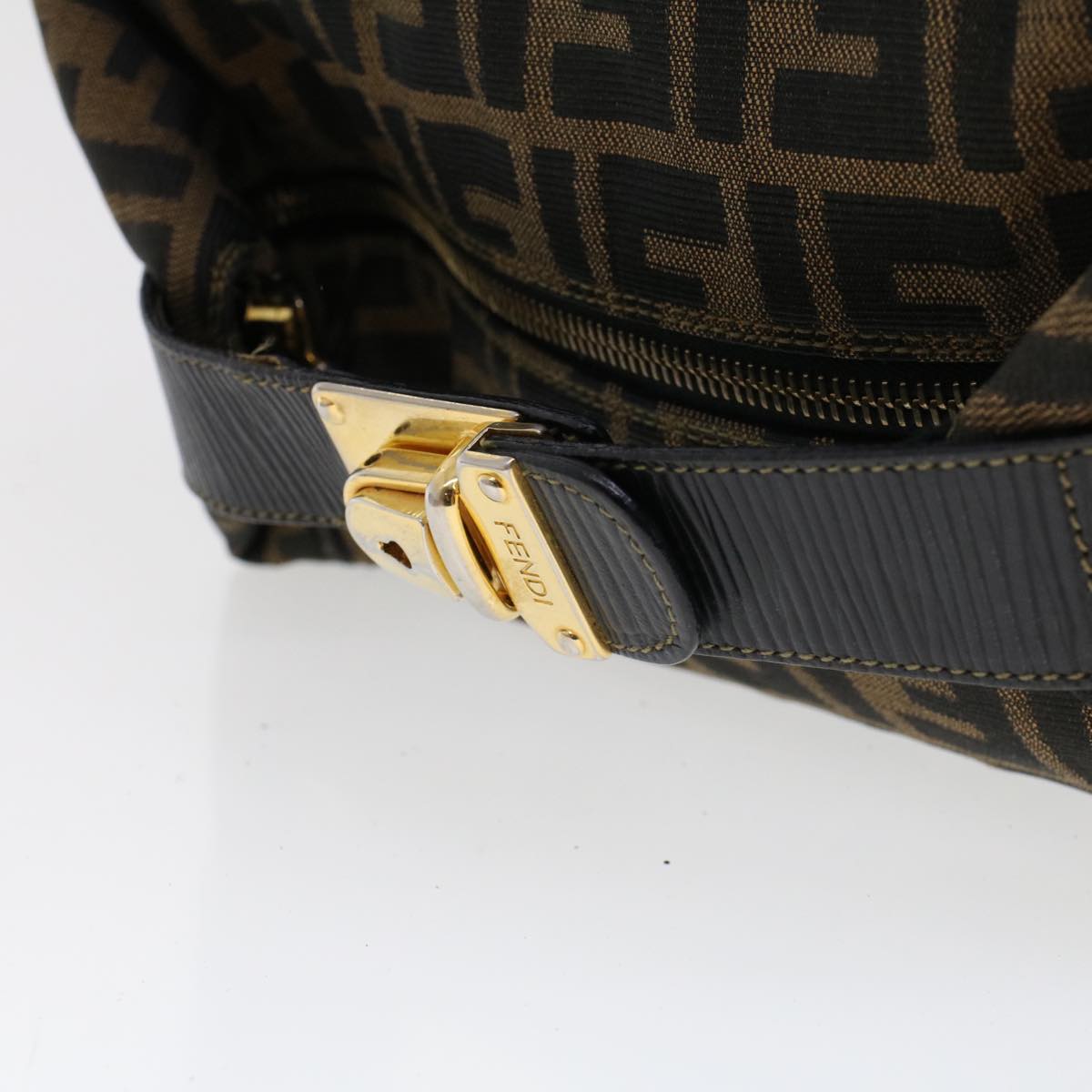 FENDI Zucca Canvas Hand Bag Black Brown 42333