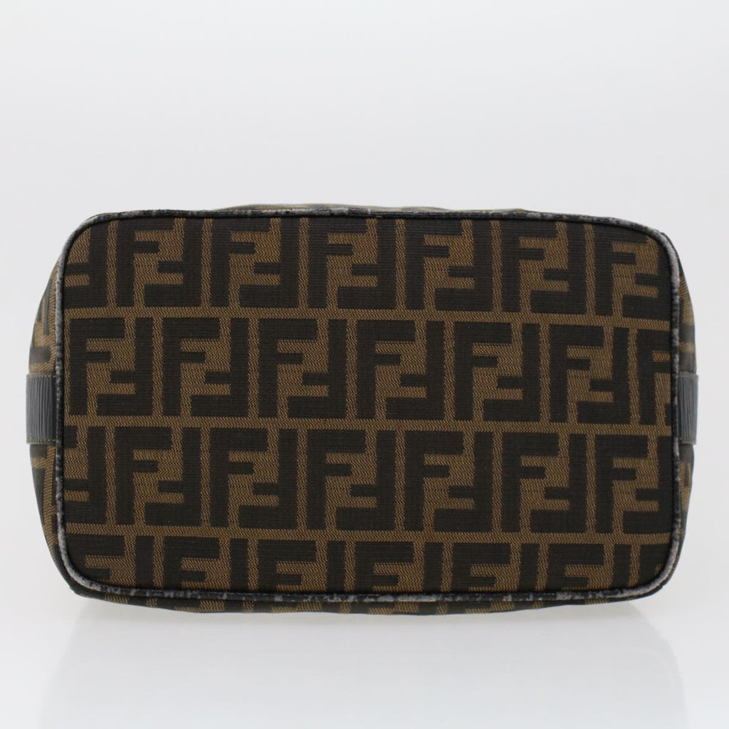 FENDI Zucca Canvas Hand Bag Black Brown 42333