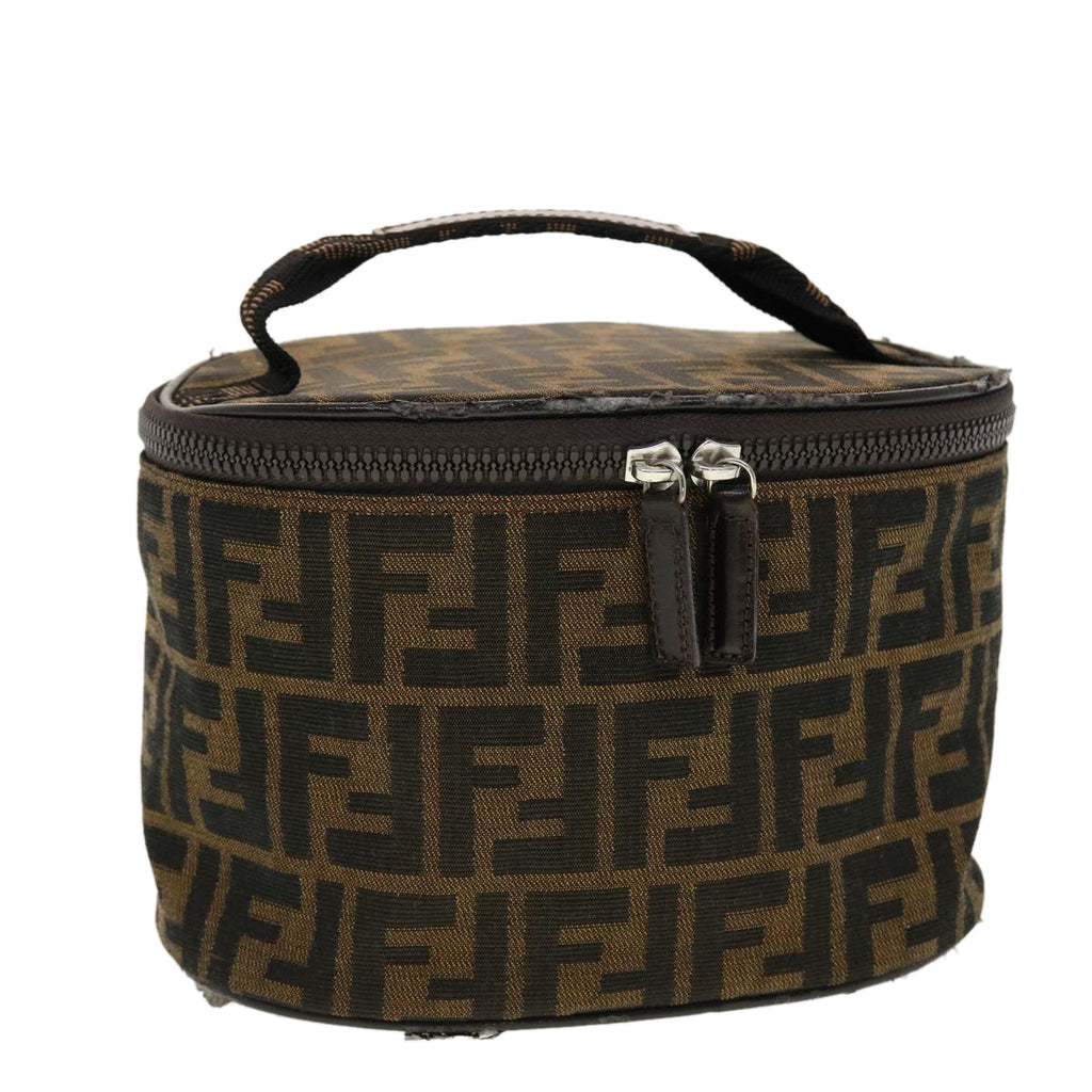 FENDI Zucca Canvas Vanity Cosmetic Pouch Black Brown 42334