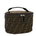 FENDI Zucca Canvas Vanity Cosmetic Pouch Black Brown 42334