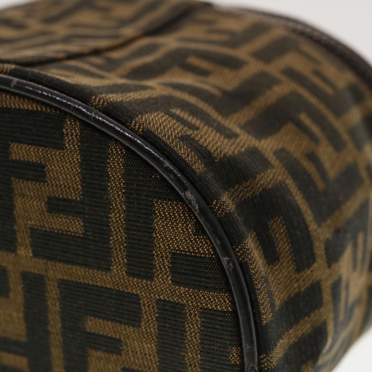 FENDI Zucca Canvas Vanity Cosmetic Pouch Black Brown 42334