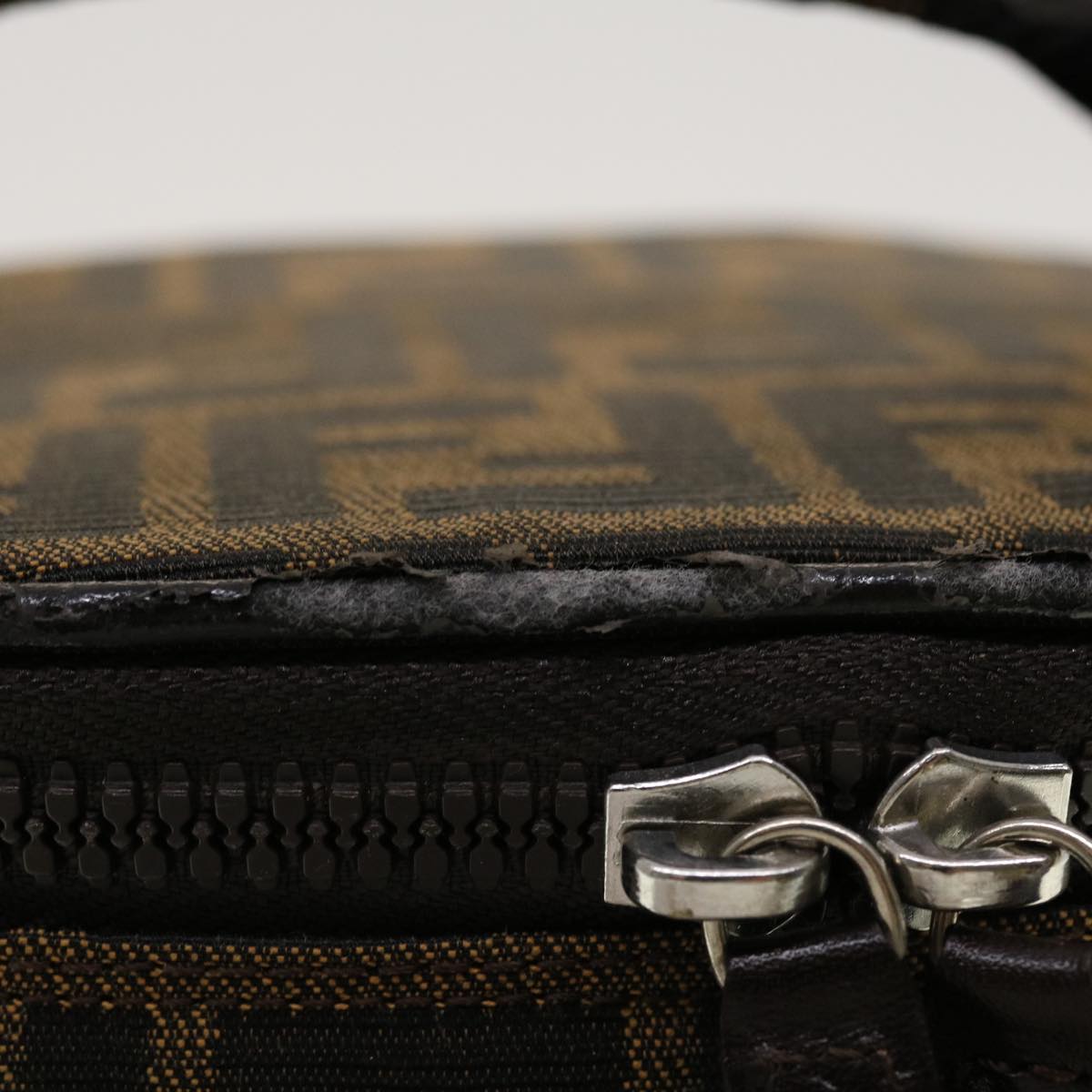 FENDI Zucca Canvas Vanity Cosmetic Pouch Black Brown 42334
