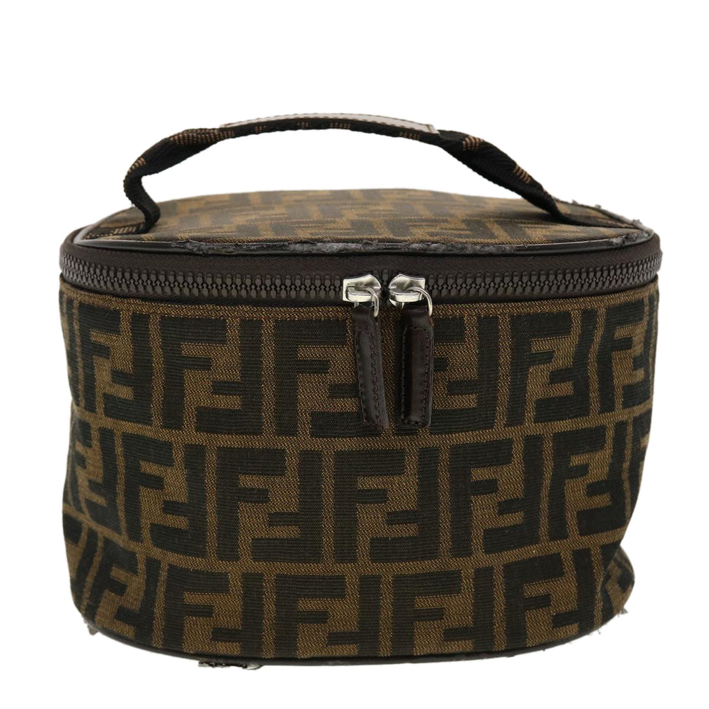 FENDI Zucca Canvas Vanity Cosmetic Pouch Black Brown 42334