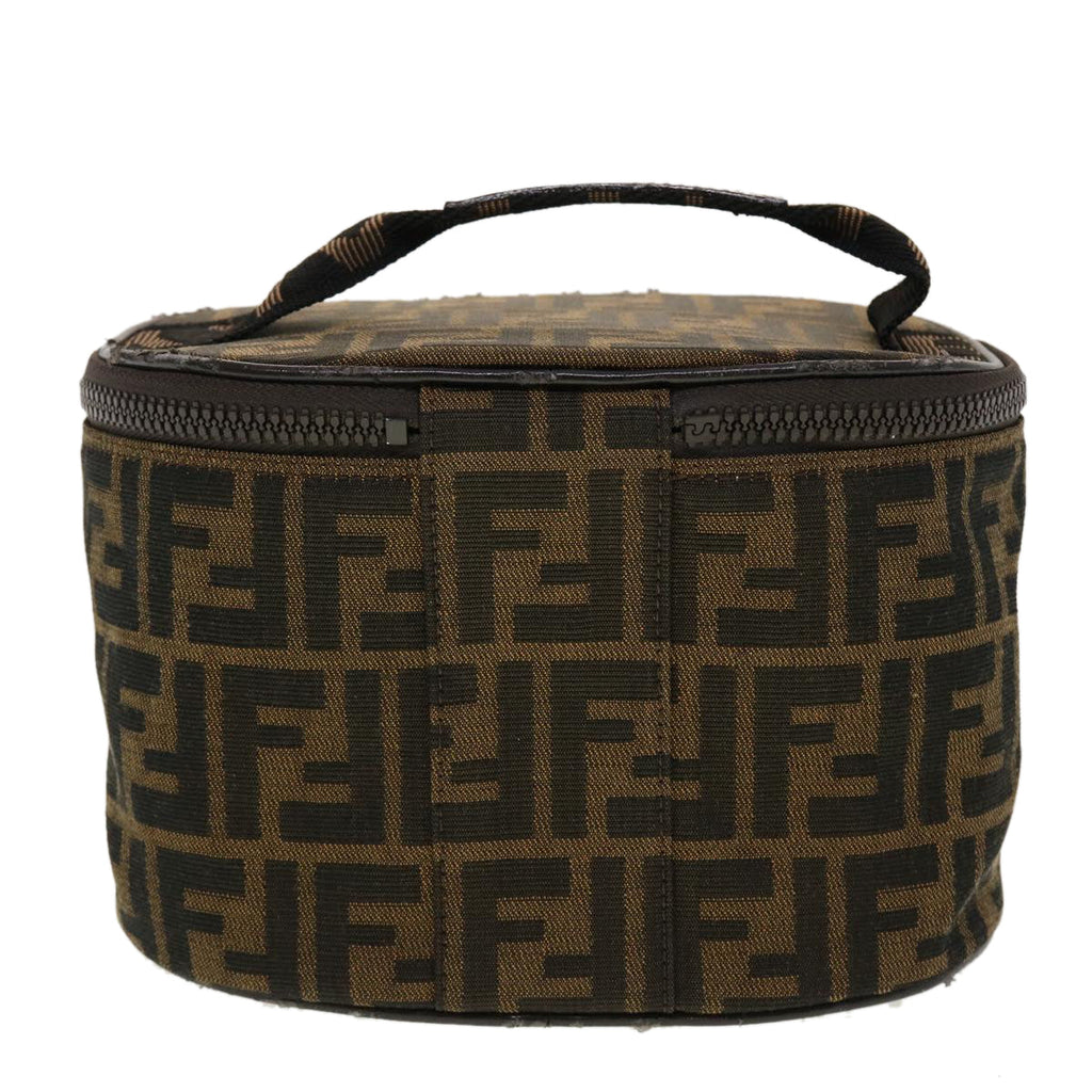 FENDI Zucca Canvas Vanity Cosmetic Pouch Black Brown 42334