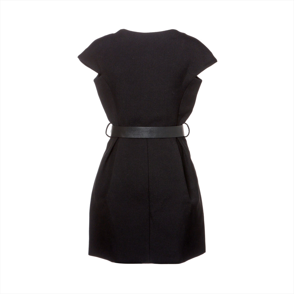 Louis Vuitton 23AW Wool  Silk One Earrings 34  Black XXL Detail Caped Dress Monogram RW232W