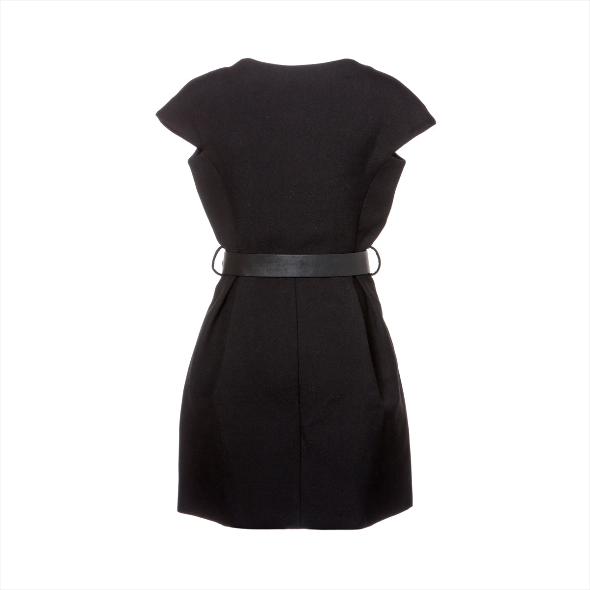 Louis Vuitton 23AW Wool  Silk One Earrings 34  Black XXL Detail Caped Dress Monogram RW232W