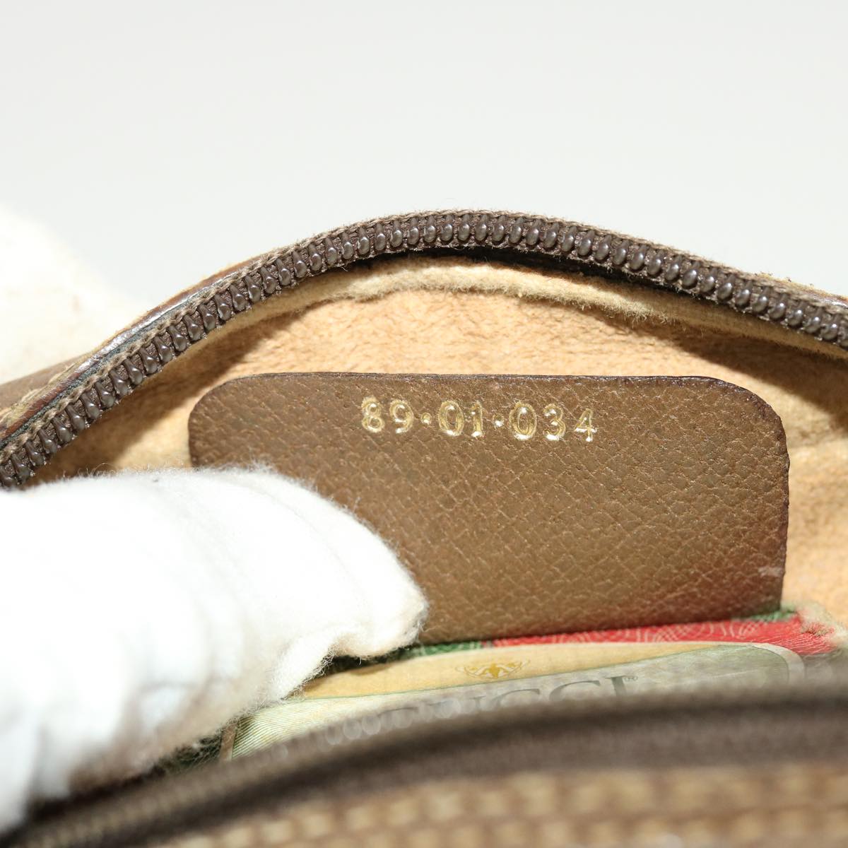 GUCCI GG Canvas Web Sherry Line Clutch Bag Beige Red Green 8901034 42585