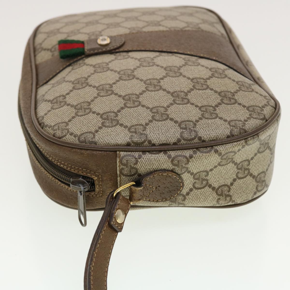 GUCCI GG Canvas Web Sherry Line Clutch Bag Beige Red Green 8901034 42585
