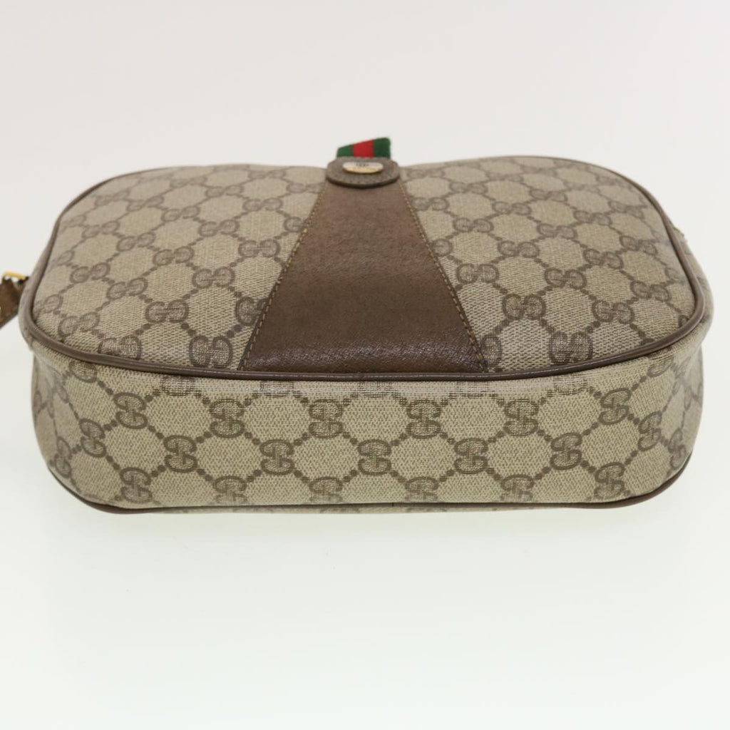 GUCCI GG Canvas Web Sherry Line Clutch Bag Beige Red Green 8901034 42585