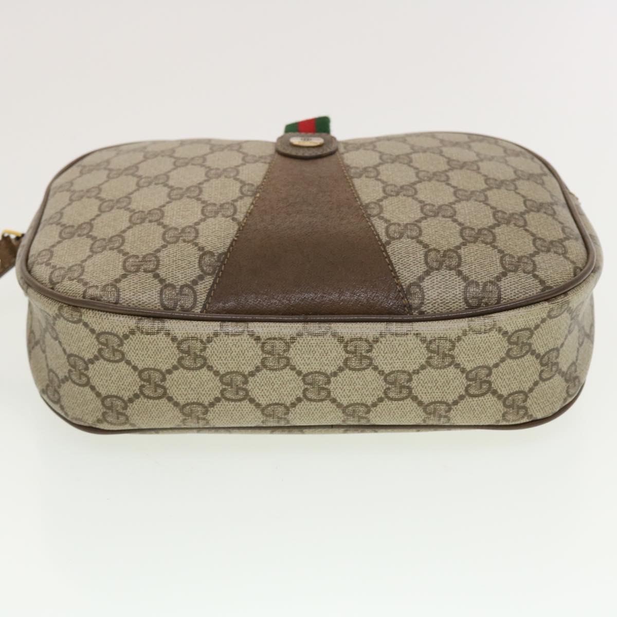GUCCI GG Canvas Web Sherry Line Clutch Bag Beige Red Green 8901034 42585