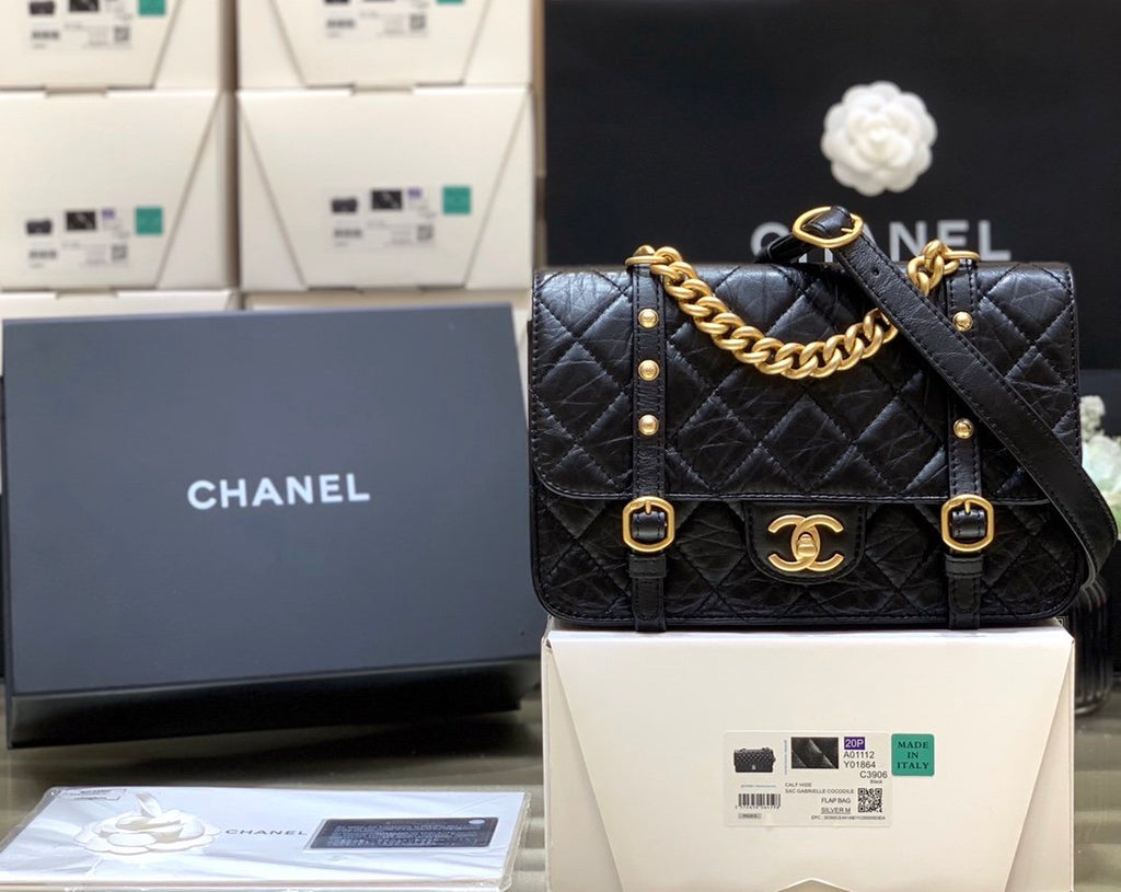 CHL Co Co Shoulder Bag Gold Chain Black 9.8in/25cm