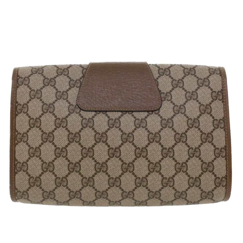 GUCCI GG Canvas Web Sherry Line Clutch Bag PVC Leather Beige Red Green 42716