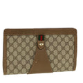 GUCCI GG Canvas Web Sherry Line Clutch Bag Beige Red Green 8901033 42746