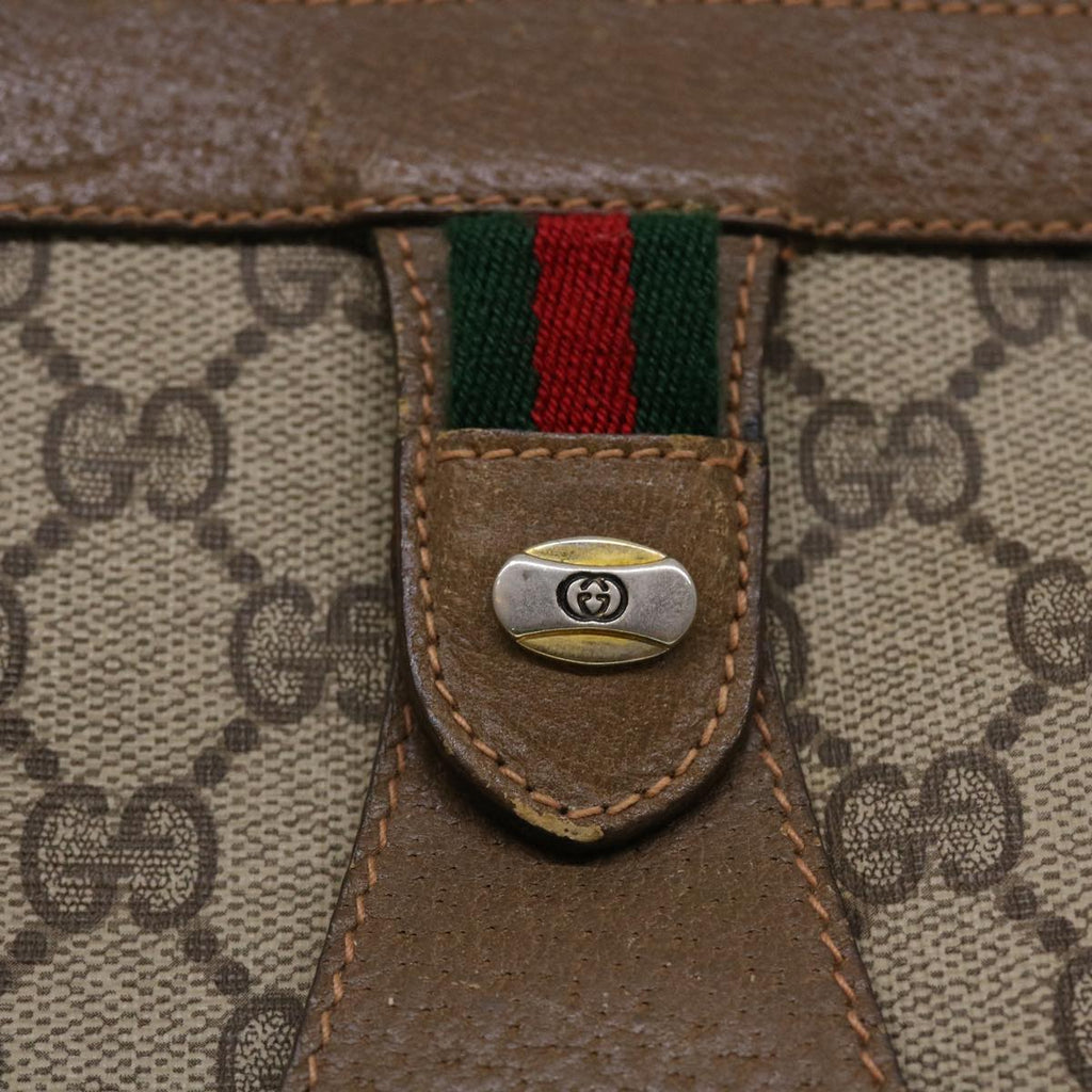 GUCCI GG Canvas Web Sherry Line Clutch Bag Beige Red Green 8901033 42746