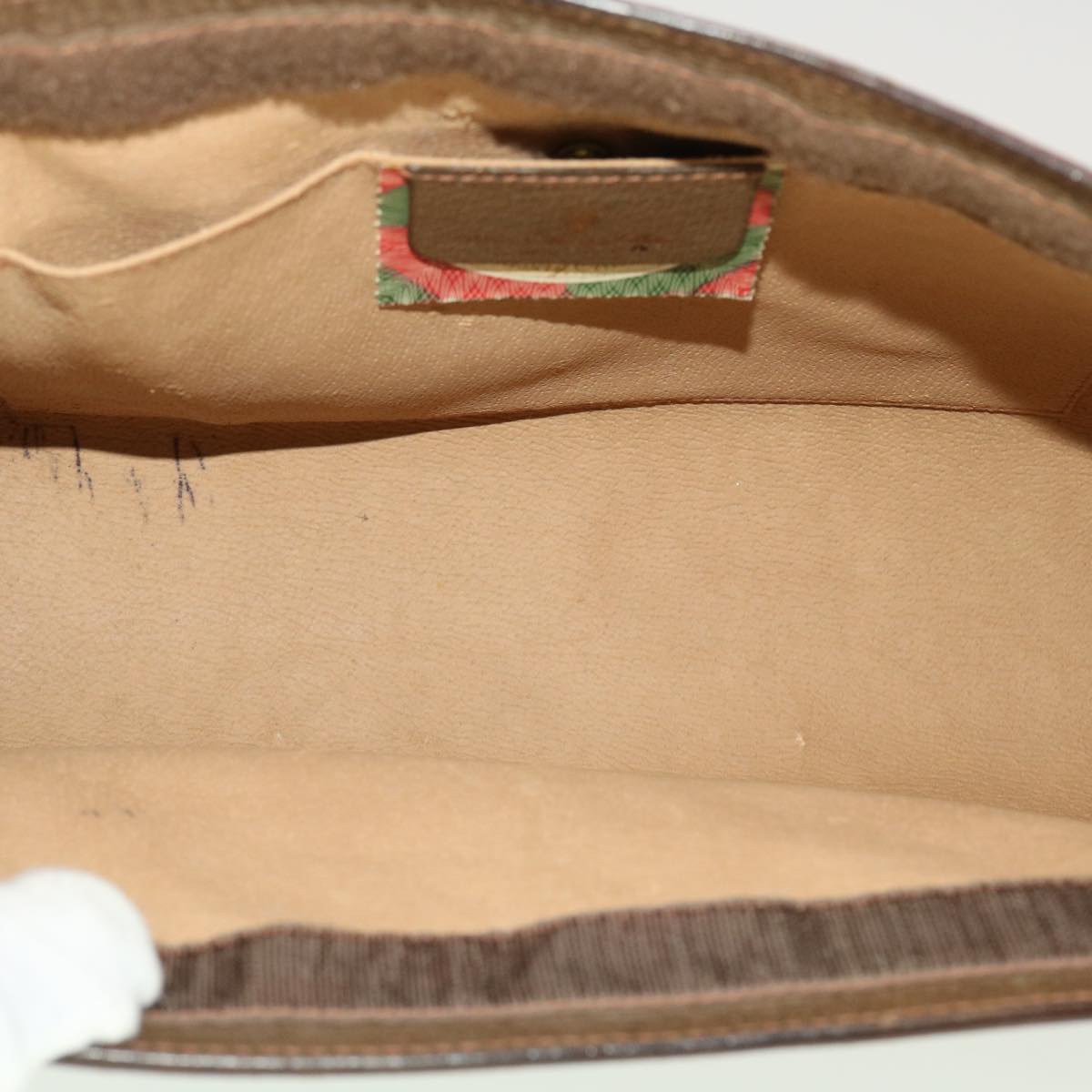 GUCCI GG Canvas Web Sherry Line Clutch Bag Beige Red Green 8901033 42746