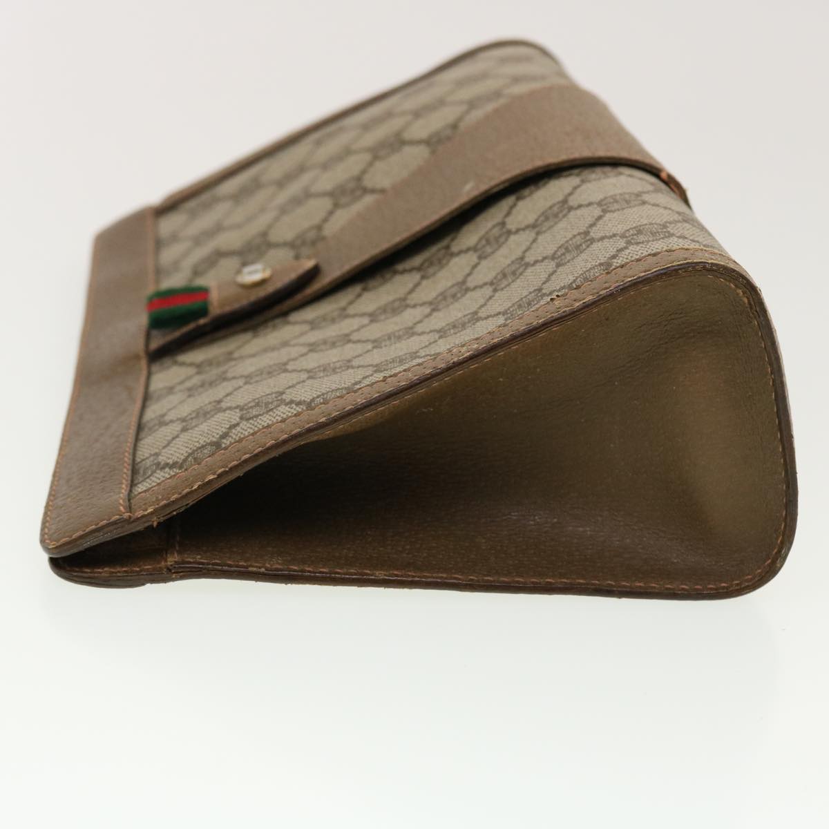 GUCCI GG Canvas Web Sherry Line Clutch Bag Beige Red Green 8901033 42746