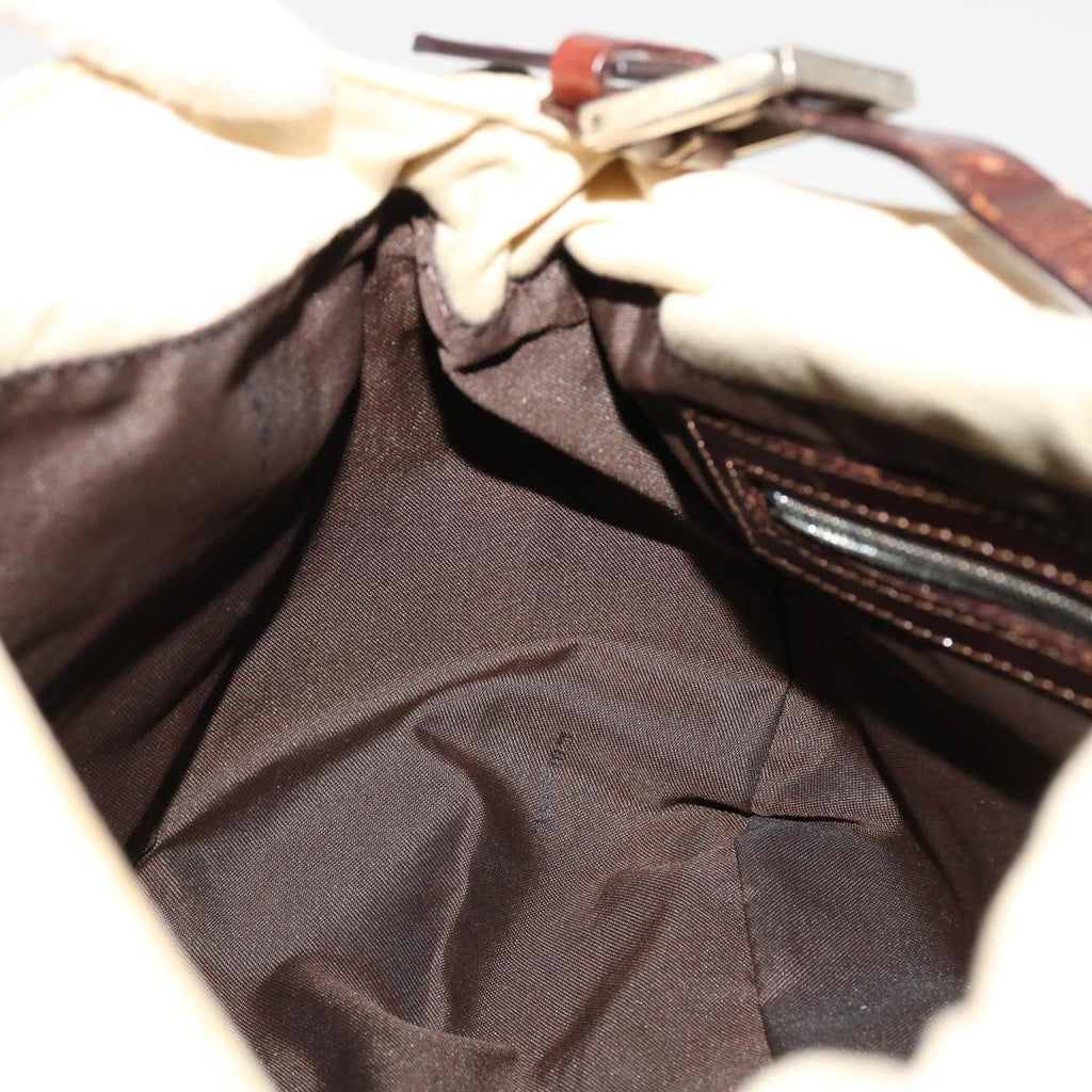 FENDI Mamma Baguette Shoulder Bag Canvas Beige 2355.26325.008 42758