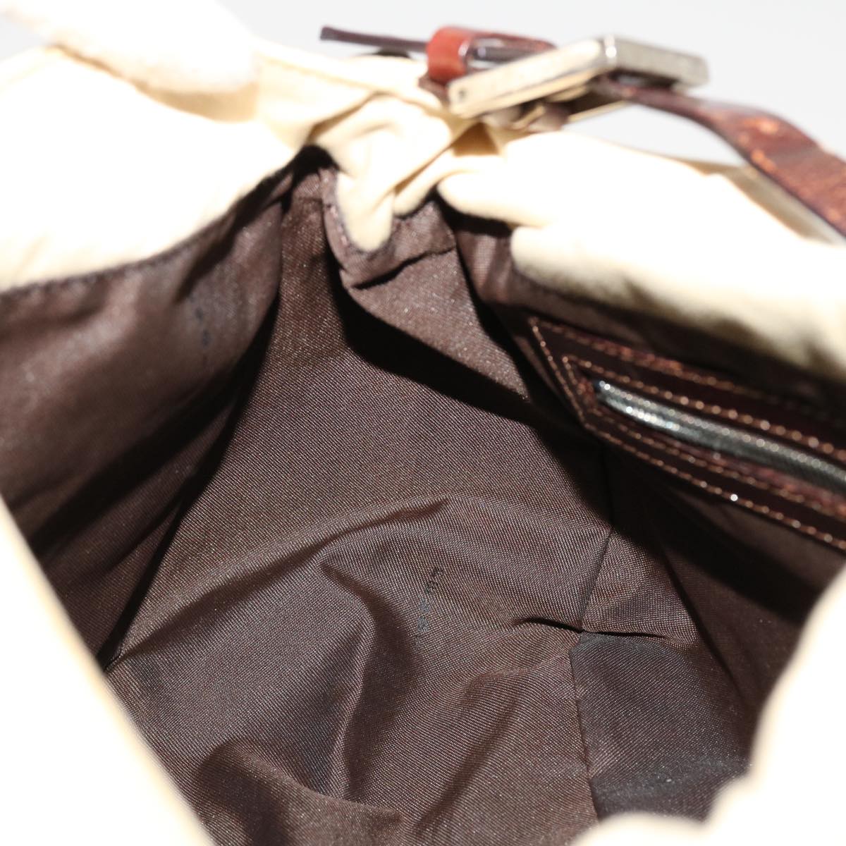 FENDI Mamma Baguette Shoulder Bag Canvas Beige 2355.26325.008 42758