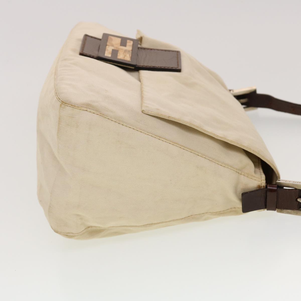 FENDI Mamma Baguette Shoulder Bag Canvas Beige 2355.26325.008 42758