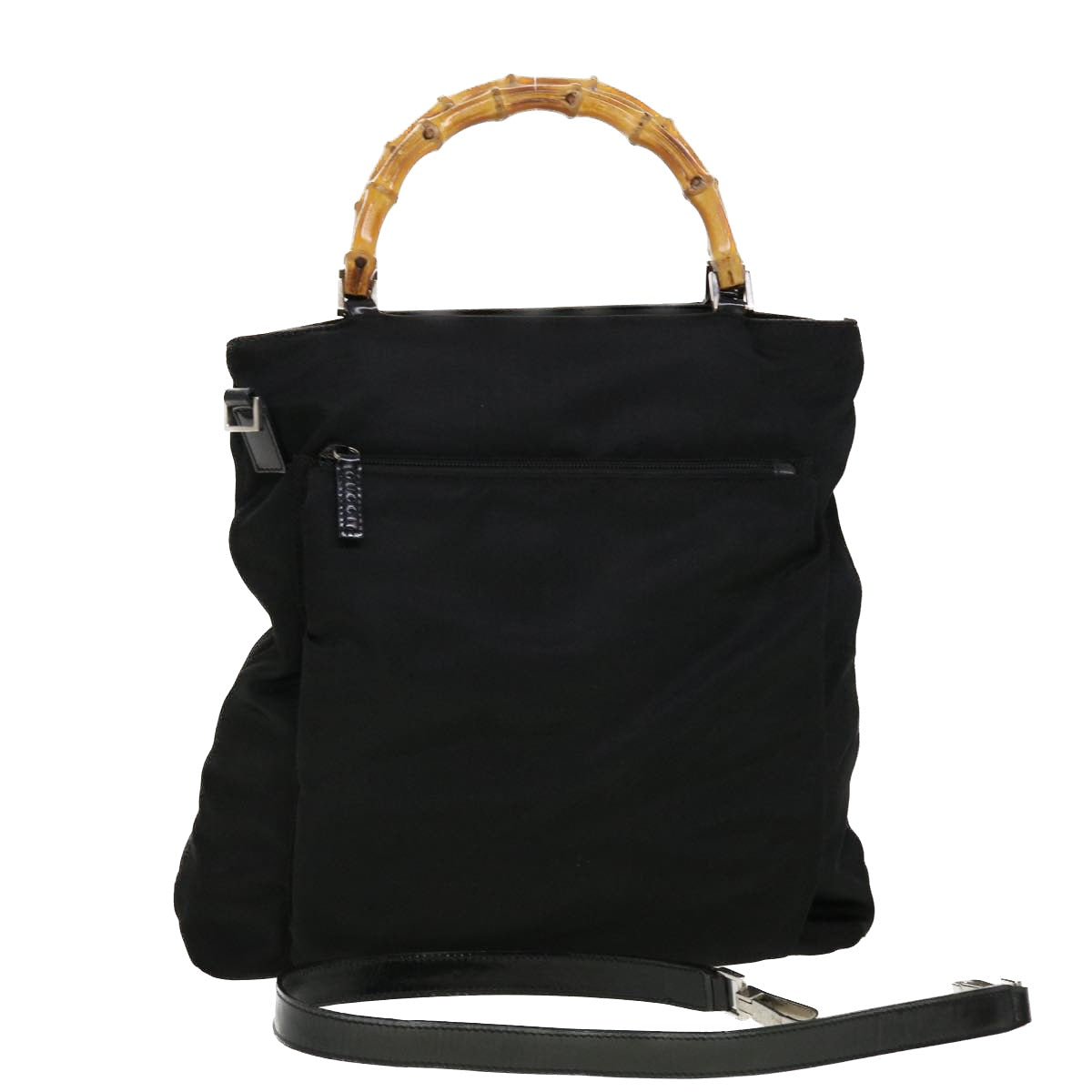 GUCCI Bamboo Hand Bag Nylon 2way Black 002.2122.0506 42767