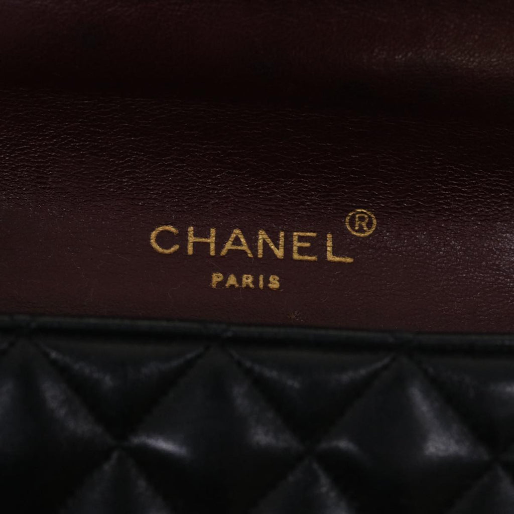 CHANEL Mini Matelasse Chain Shoulder Bag Lamb Skin Black CC 42862A