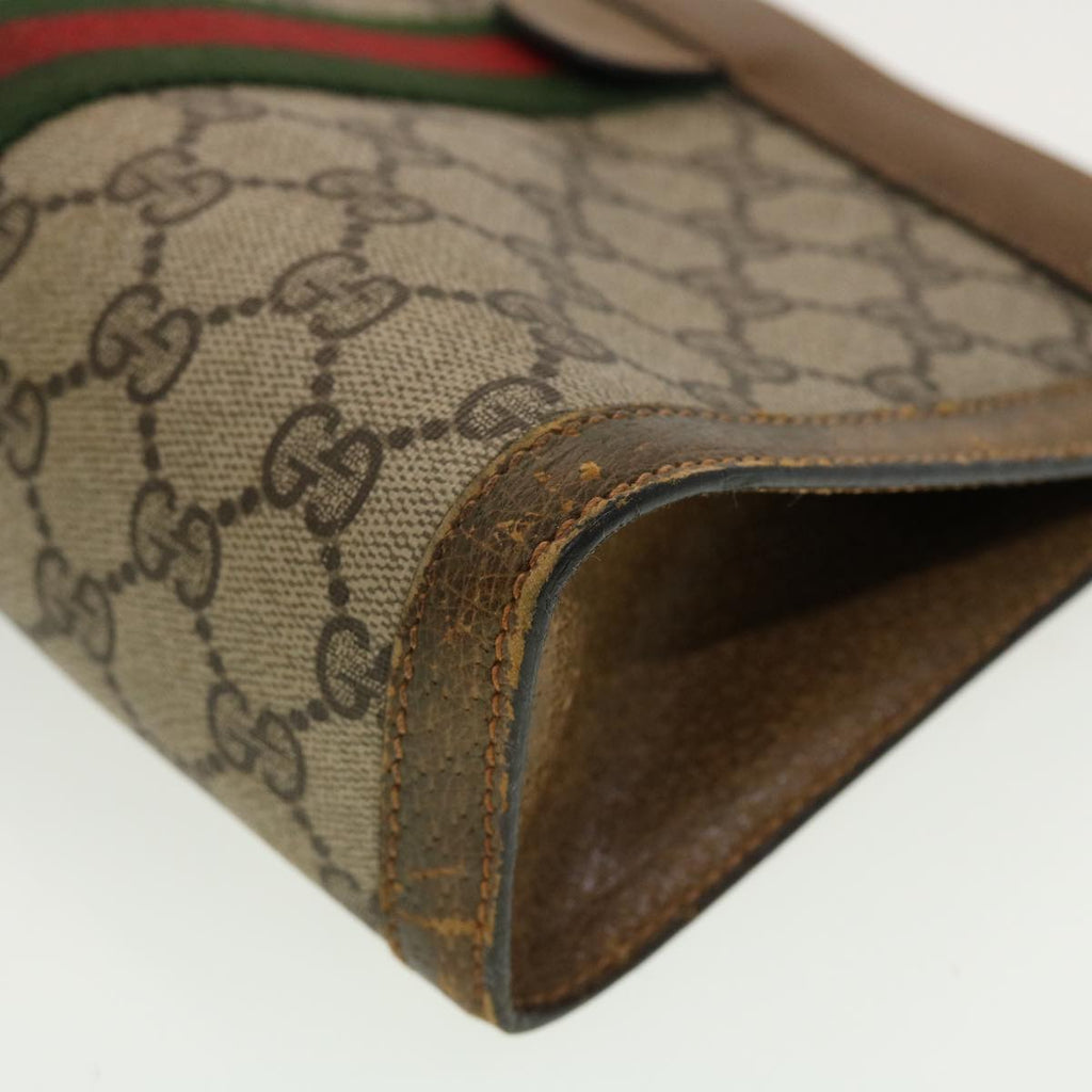 GUCCI GG Canvas Web Sherry Line Clutch Bag Beige Red Green 84.01.001 42878