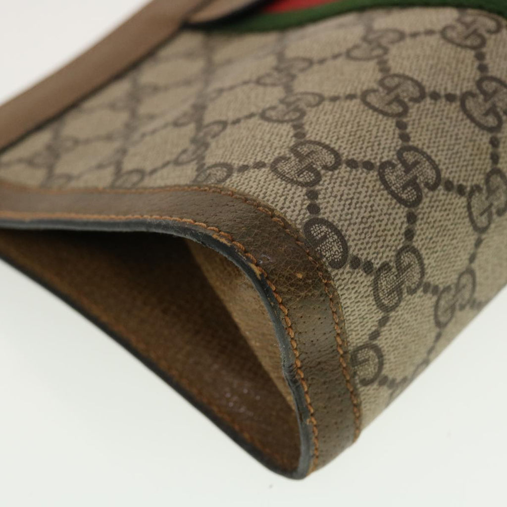 GUCCI GG Canvas Web Sherry Line Clutch Bag Beige Red Green 84.01.001 42878
