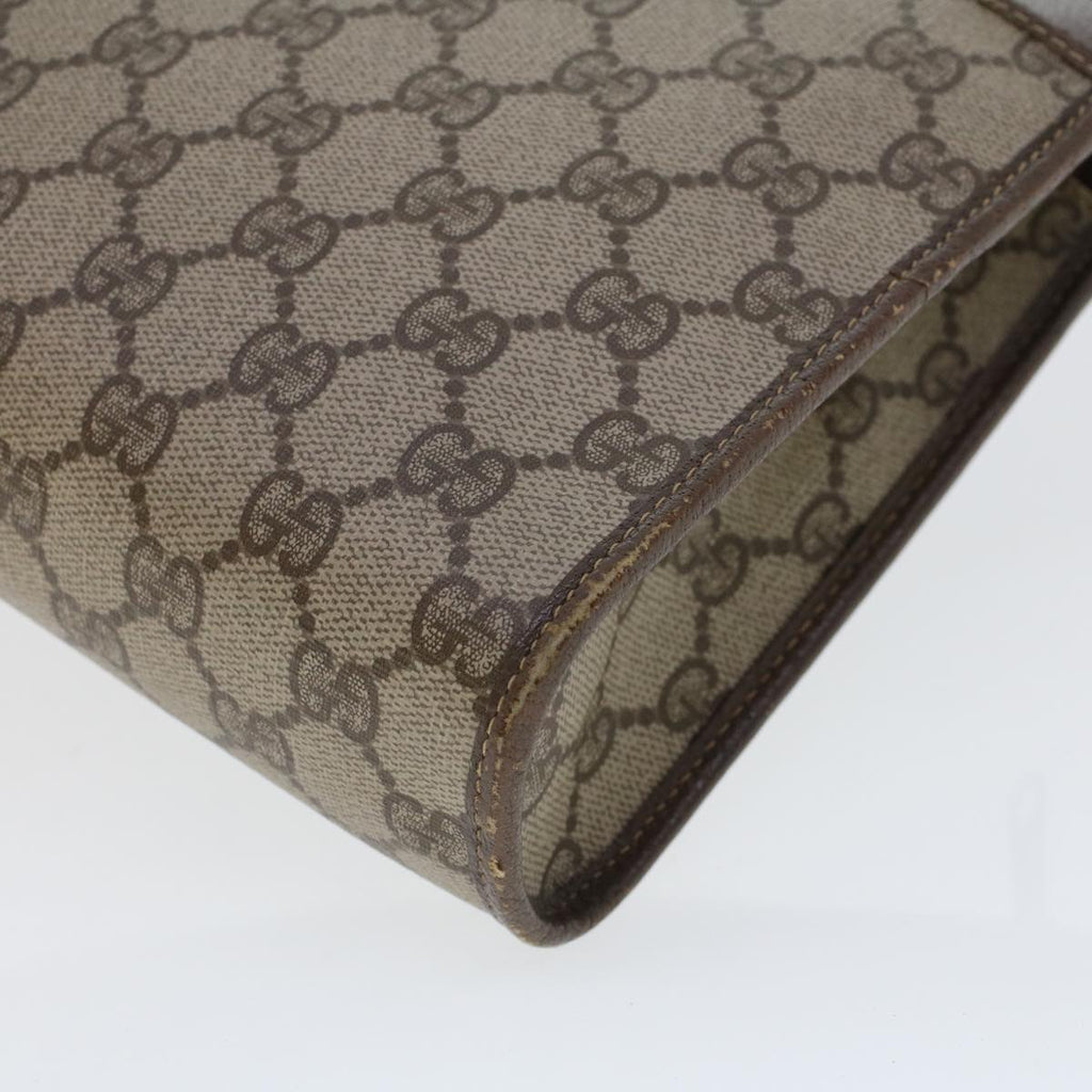 GUCCI GG Canvas Clutch Bag PVC Leather Beige 97.01.037 42879
