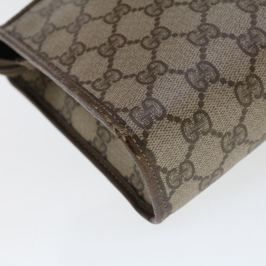 GUCCI GG Canvas Clutch Bag PVC Leather Beige 97.01.037 42879