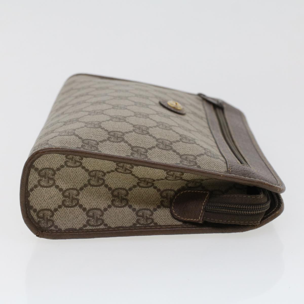 GUCCI GG Canvas Clutch Bag PVC Leather Beige 97.01.037 42879