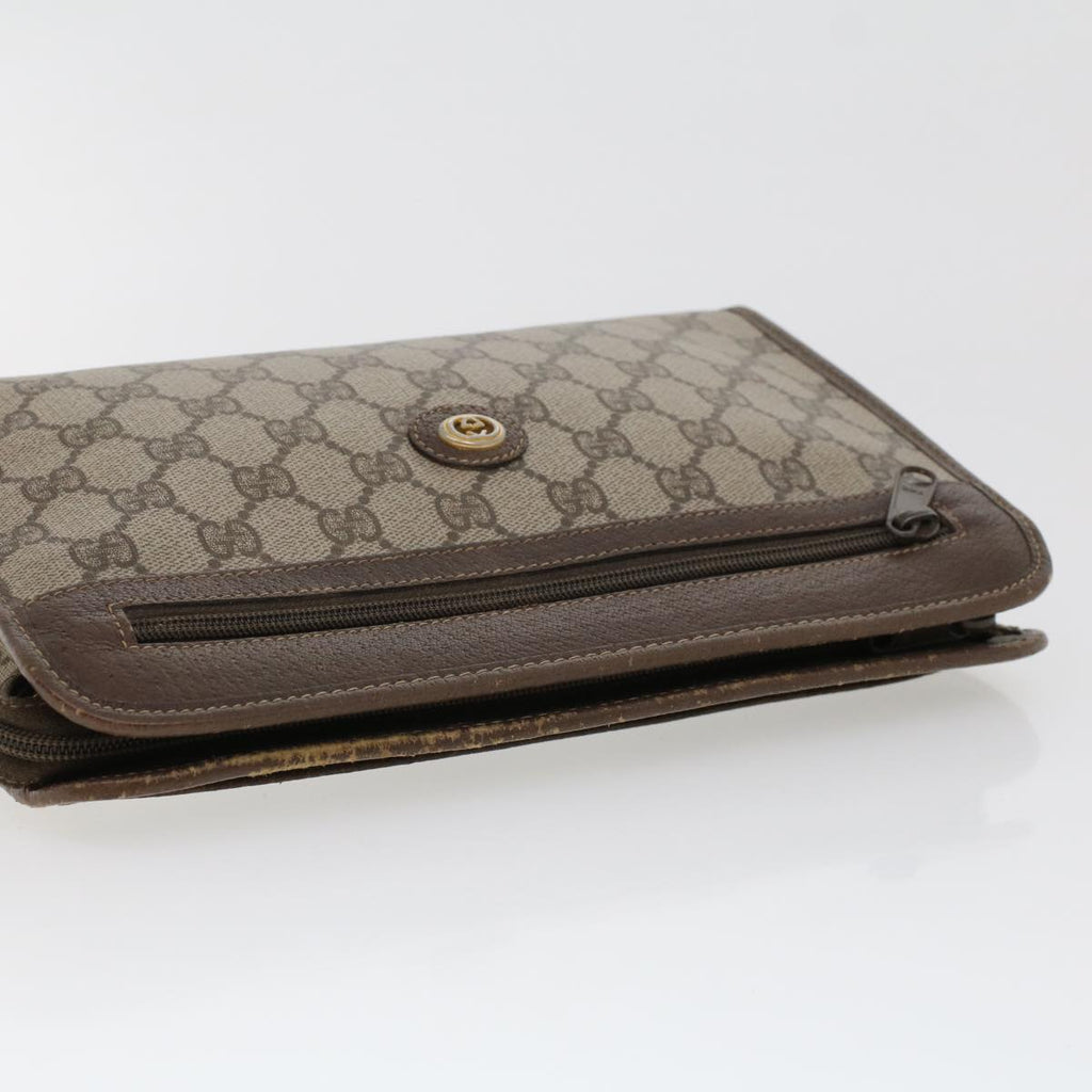 GUCCI GG Canvas Clutch Bag PVC Leather Beige 97.01.037 42879