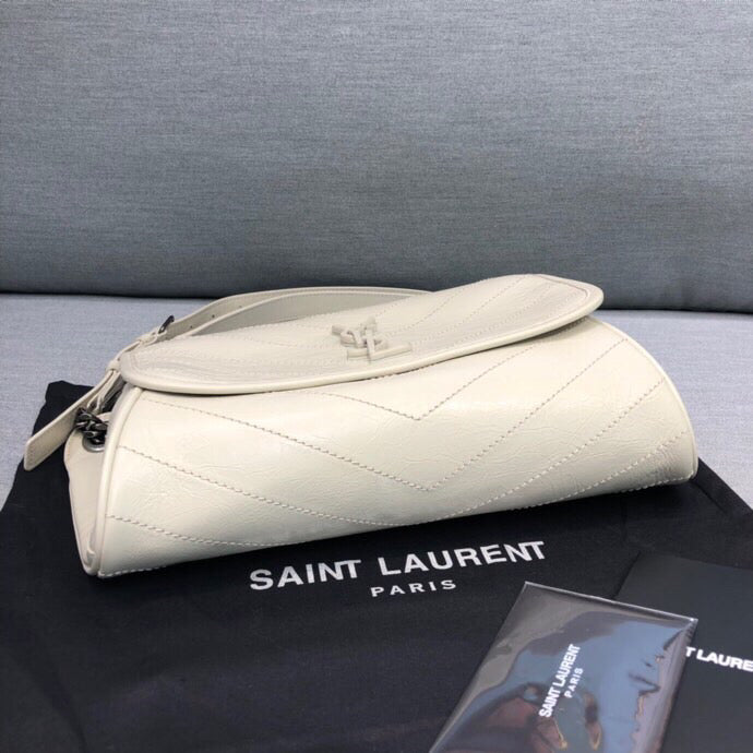 GLAMI Niki MeGLAMIum Crinkled Shoulder Bag White For Women 11in/28cm YSL
