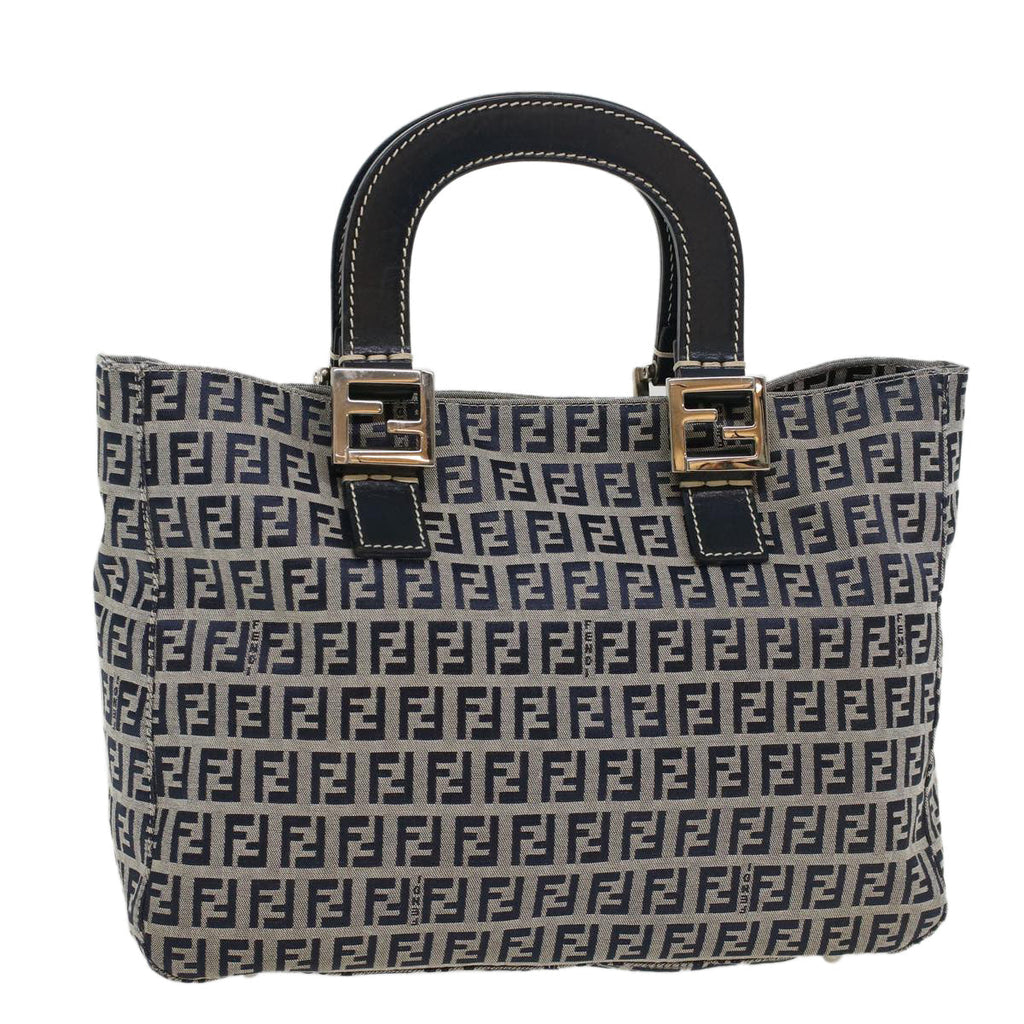 FENDI Zucchino Canvas Hand Bag Navy 42994