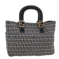 FENDI Zucchino Canvas Hand Bag Navy 42994