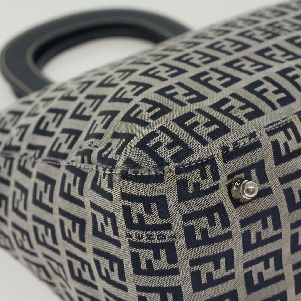 FENDI Zucchino Canvas Hand Bag Navy 42994