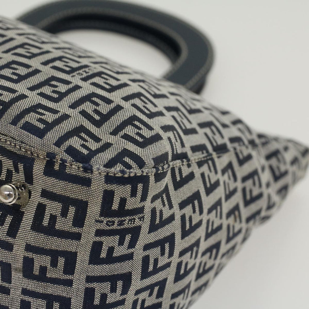 FENDI Zucchino Canvas Hand Bag Navy 42994