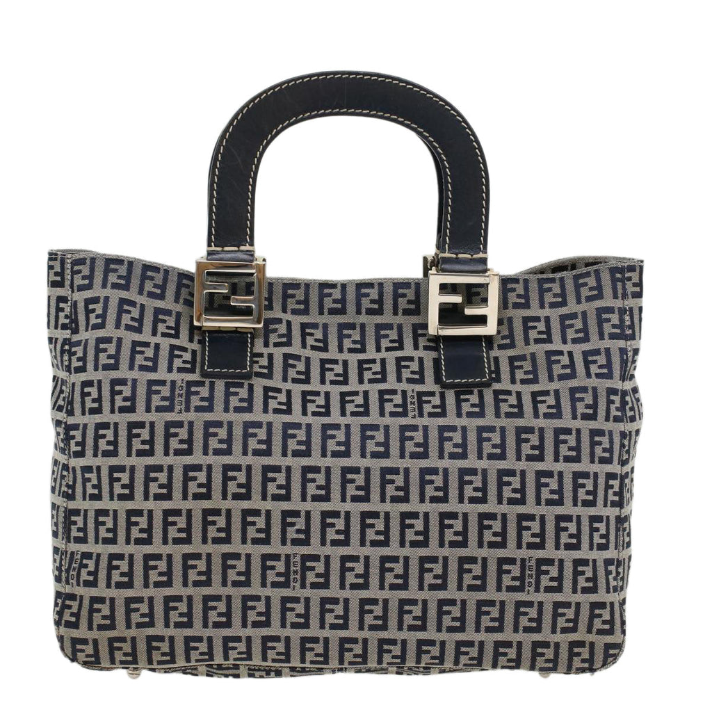 FENDI Zucchino Canvas Hand Bag Navy 42994