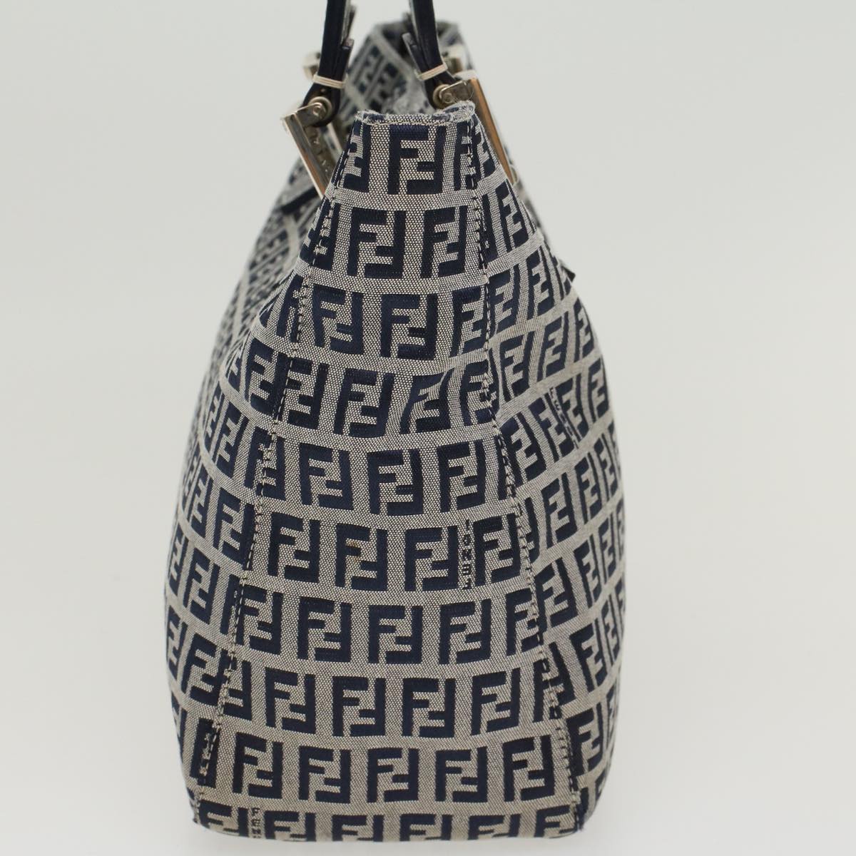 FENDI Zucchino Canvas Hand Bag Navy 42994
