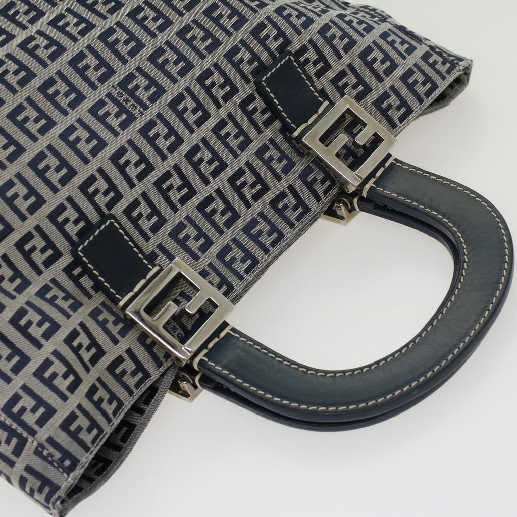 FENDI Zucchino Canvas Hand Bag Navy 42994