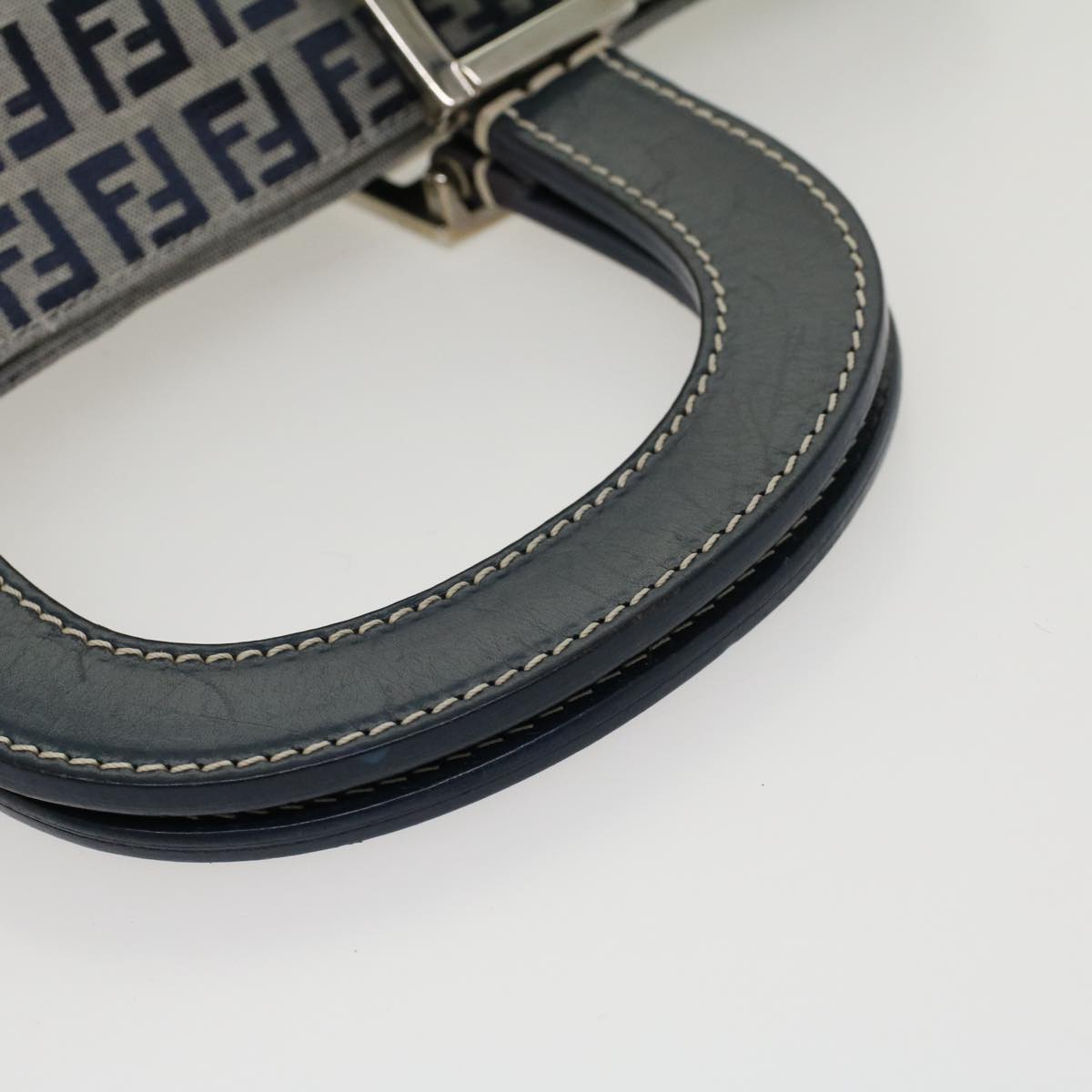 FENDI Zucchino Canvas Hand Bag Navy 42994